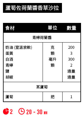 蘆筍佐荷蘭醬香草沙拉